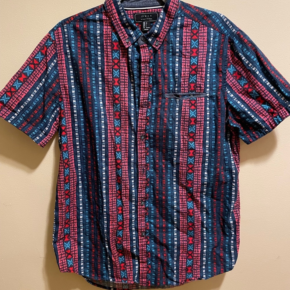 Forever 21 red white and blue short sleeve shirt